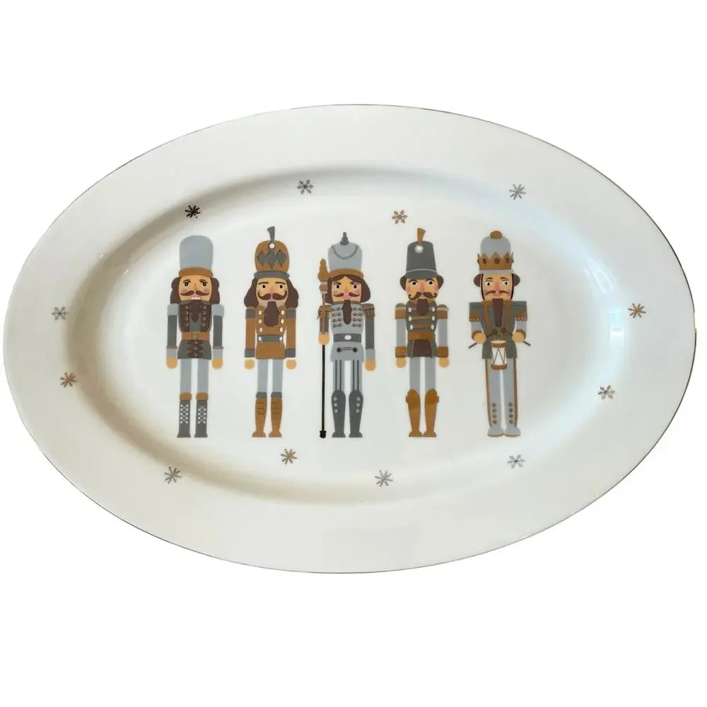 Christmas Nutcracker Soldier Serving Platter Tray 10x14 Oval Holiday New